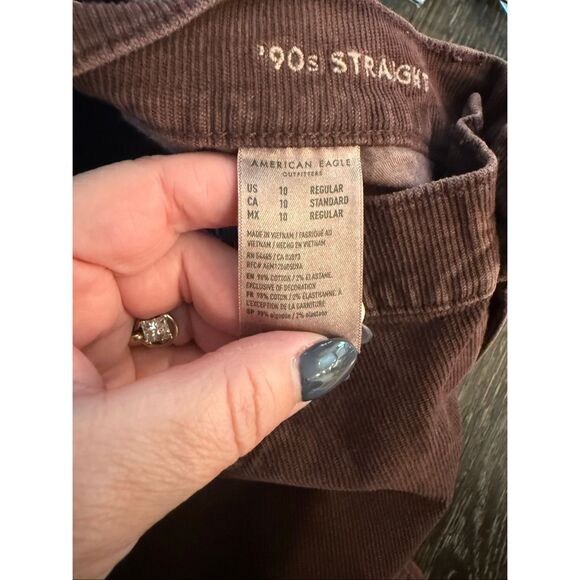 American Eagle Brown 90’s Straight Corduroy Jeans sz 10 - Picture 6 of 6